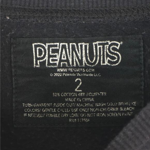 Peanuts Snoopy Woodstock Sweatshirt Womens 2 Black Crewneck Pullover Long Sleeve - Picture 5 of 8